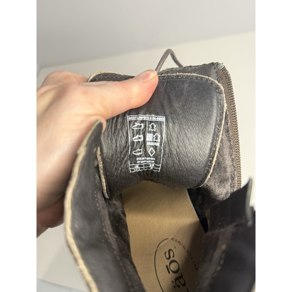Taos Boot Camp Boots Womens 38 US 7 7.5 Smoke Grey Rugged Suede Comfort ZipAnkle - Picture 9 of 10